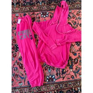 Free City Women's Small Pink Sweatpants Sweatshirt Set Lounge wear